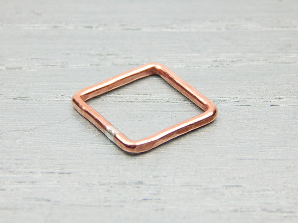 {3}Geometric Copper and Silver Upcycled Ring-Square