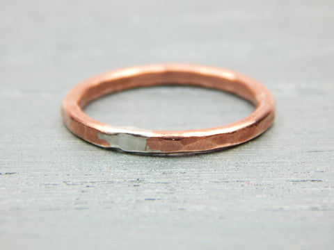 {3}Geometric Copper and Silver Upcycled Ring-Circle